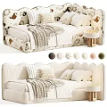 Modern Cream Style Soft Upholstered Kids Bed With Exquisite Headboard Design And Multiple Optional Colors