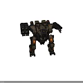 Sci Fi Combat Mech With Cannons Orange Leg Lights And Metallic Texture 3d model
