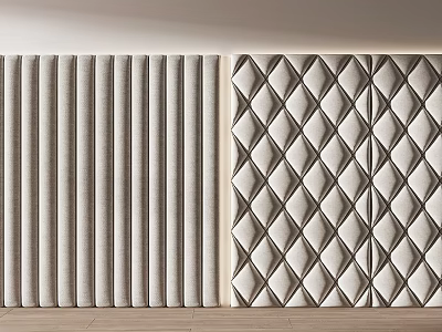 Modern Upholstered Wall Panels Design With Vertical Striped And Diamond Pattern Textures 3d model