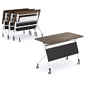 Modern Conference Table With Wooden Top Metal Frame And Rolling Wheels For Office Use