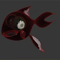 Black Fish Sculpture With Silver Accents Modern Decorative Art On Gray Background