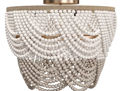Layered White Beaded Chandelier With Gold Top And Elegant Home Decor 3d model