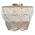Layered White Beaded Chandelier With Gold Top And Elegant Home Decor
