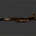 Military Fighter Jet With Brown Black Camouflage Paint And Missiles Under Wings