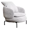 Gray Plush Accent Chair With Rounded Arms And Black Metal Legs