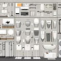 Various Styles of Toilets and Bathroom Fixtures with Sinks Bathtubs and Accessories