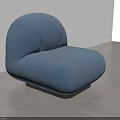 Modern Minimalist Blue Fabric Single Sofa With Rounded Shape For Interior 3d model