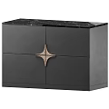 Modern Black Console Cabinet With Marble Top And Gold Star Shaped Handle