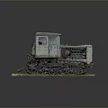 Old Rusty Tracked Vehicle Model With Weathered Surface On Green Base 3d model