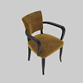 Modern Upholstered Single Chair With Yellow Textured Fabric Black Armrests And Sturdy Legs
