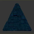 Blue Pyramid With Glowing Brick Structure And Futuristic Geometric Design