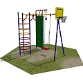 Outdoor Playground Equipment With Swings Climbing Wall And Basketball Hoop For Kids