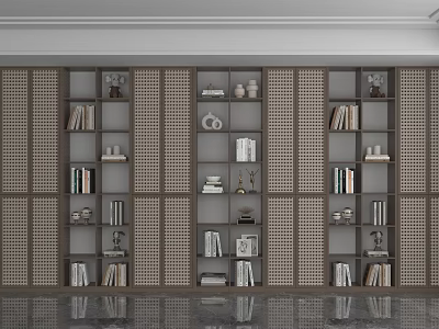 Modern Multi layer Wooden Storage Shelving Unit With Open Grid Design Displaying Books Decorative Items 3d model
