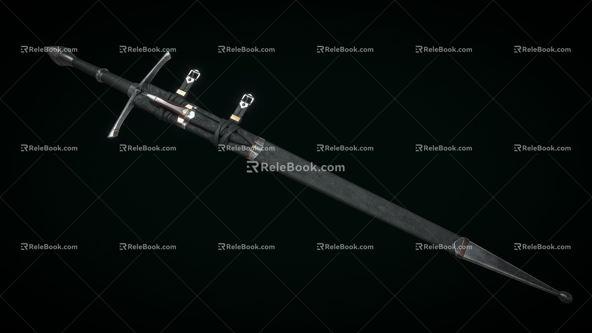 Strider sword with sheath and knife 3d model