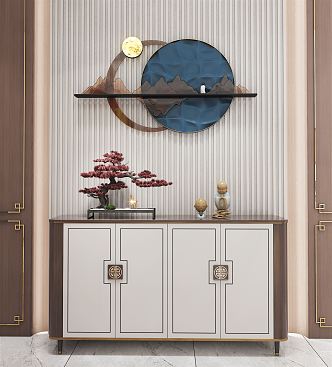 New Chinese-style Entrance Cabinet 3d model