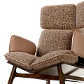 Modern Stylish Leisure Chair With Textured Fabric Upholstery Leather Armrests And Sturdy Wooden Legs