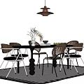 Modern Dining Table Chair Long Dining Table 3d model