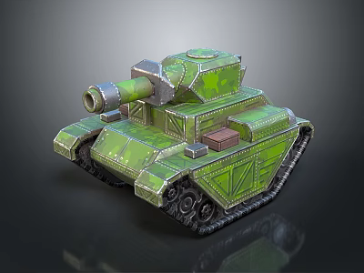 Green Military Tank 3D Model With Cannon Tracks And Detailed Armored Design 3d model