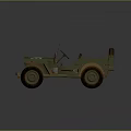 Vintage Military Green Jeep With Open Top And Spare Tire Design