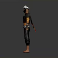 3D Model Men's Black Orange Costume With Helmet And Gloves Outfit