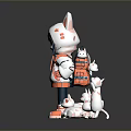 Game And Movie Character With Cat Ears In Hooded Coat Small Cats And Orange Petals