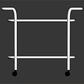 Two Tier White Utility Cart With Metal Frame And Rolling Casters