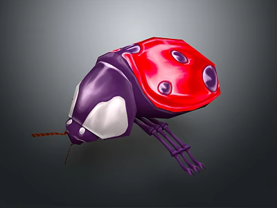 Vibrant Red And Purple Ladybug With Spotted Shell And Purple Legs Design 3d model