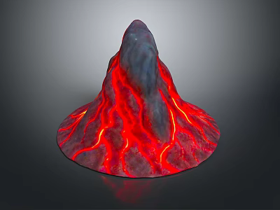 Stunning Volcanic Scenery Featuring Erupting Peak And Glowing Red Lava Flows 3d model