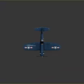 Blue Vintage Military Model Airplane With White Stars Stripes 1F Markings Propeller And Wheels