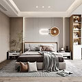 Modern Bedroom Interior Design With Comfortable Bed Soft Rug And Decorative Wall Light 3d model