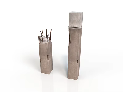 Gray Columnar Architectural Models With Square Top And Grid Like Structure Featuring Side Holes 3d model