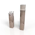 Gray Columnar Architectural Models With Square Top And Grid Like Structure Featuring Side Holes