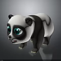 Cute 3D Cartoon Panda Character With Big Green Eyes Standing Pose Design