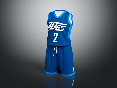 Blue SUGE ACADEMY Basketball Uniform with Number 2 Design Vest and Shorts Sportswear 3d model