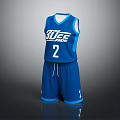 Blue SUGE ACADEMY Basketball Uniform with Number 2 Design Vest and Shorts Sportswear