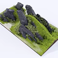 Garden Miniature Design With Green Grass Large Rocks And Small Plants