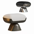 Modern Stool With White Padded Seat And Polished Metal Base Design
