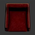 Red Tufted Armchair With Gold Nailhead Trim And Upholstered Design