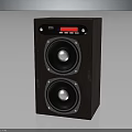 Brown Electronic Speaker Featuring Dual Round Speakers Control Panel With Display And Buttons 3d model
