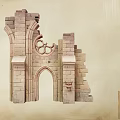 Detailed Ancient Architecture Ruins Featuring Arches Steps Windows Components And Greenery 3d model