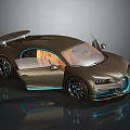 Sleek Carbon Fiber Sports Car With Scissor Doors Orange Interior Blue Accents