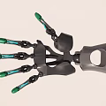 Mechanical Robotic Arm With Black Components And Green Fingertip Details