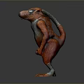 Anthropomorphic Creature Character 3D Model With Large Nose Orange White Body And Blue Eyes Standing