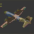 Camouflage Military Airplane Model With Four Engines And Detailed Design