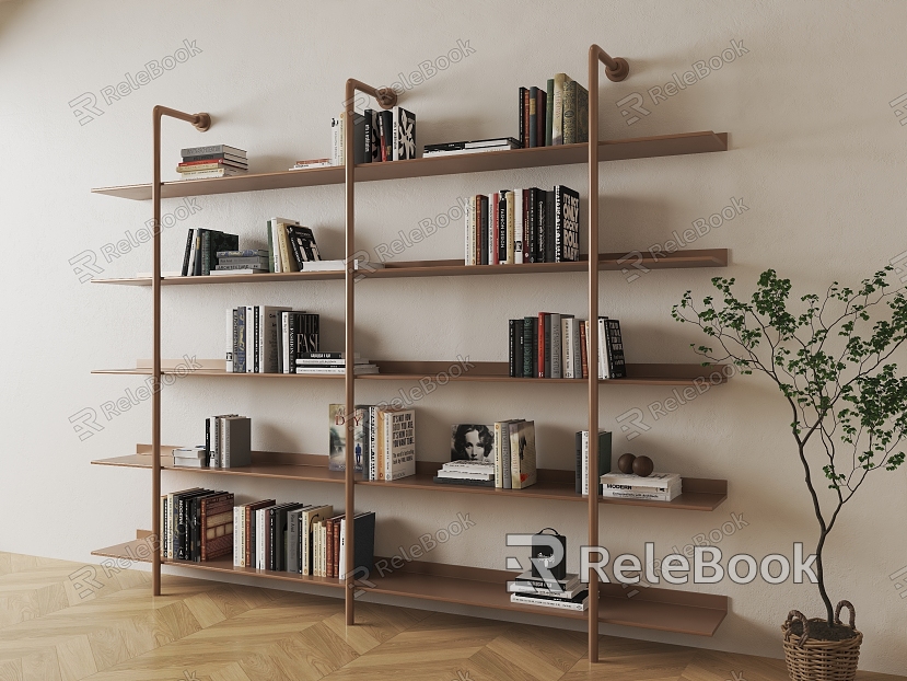 Modern Bookshelf Minimalist Stainless Steel Storage Rack Mirror Stainless Steel Decorative Rack Book Decorative Ornament Combination model