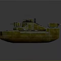 Brass Colored Military Ship Model With Turrets And Deck Structures