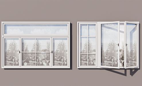 Modern casement window combination 3d model