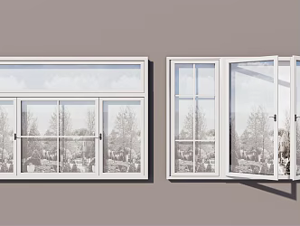 Modern casement window combination 3d model