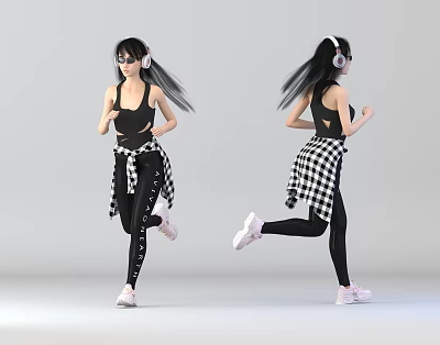 Modern women running. 3d model