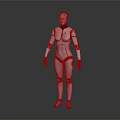 White Humanoid Robot Character Featuring Biomechanical Joints On Dark Background 3d model